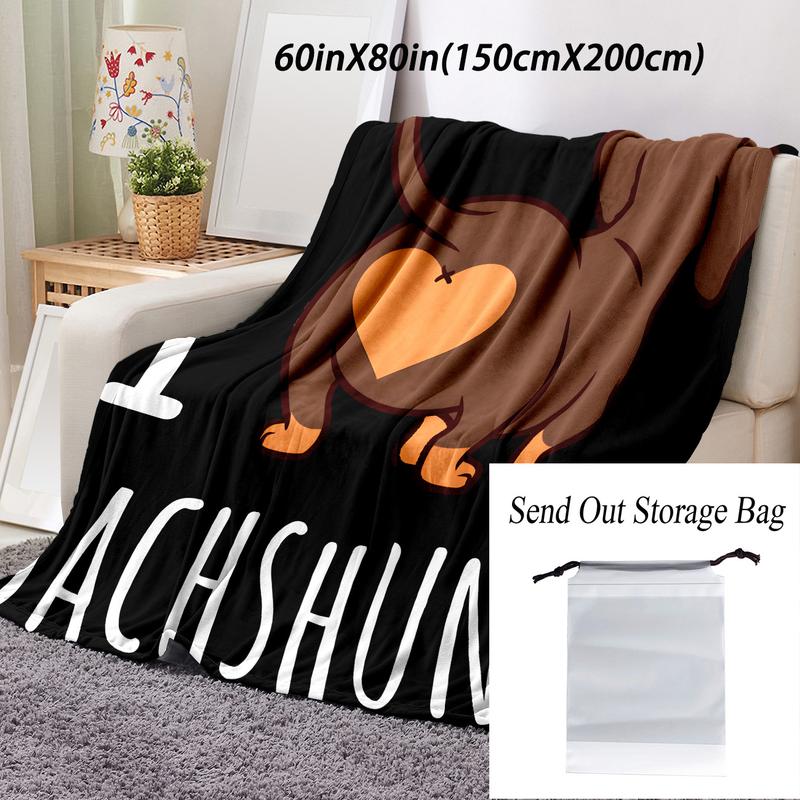 Puppy Pattern Flannel Blanket, 1 Count Soft Throw Blanket with Storage Bag, Napping Blanket for Sofa, Bed, Couch, Travel, Camping, Office