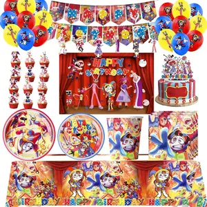 Amazing Digitalss Birthday Party Decoration Tableware Plate Circuses Balloon Cake Topper Kids Event Supplies Baby Shower Favor