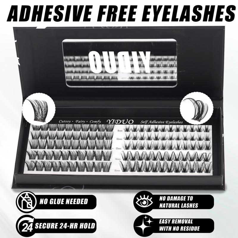 2 Styles Self Adhesive Lash Clusters Kit Natural No Glue Eyelashes extensions Kit Wispy Dainty Lashes C-curly Volume Cluster Eyelash 10-16mm Pre glued Eyelash Clusters Individual Lashes with Tweezers 5 Eyelash Brush Easy Makeup Eyelashes Extension Set