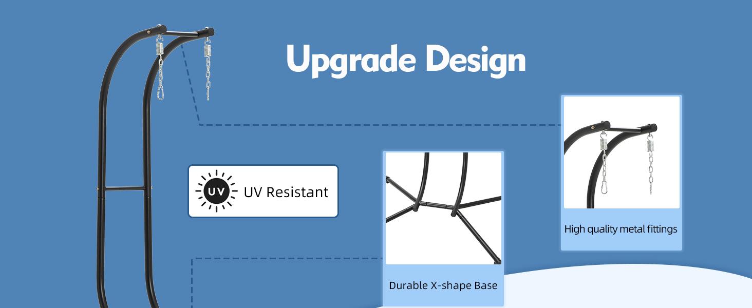 Double Egg Swing Chair with Stand- 600/700 lbs Weight Capacity, Outdoor Indoor Wicker Rattan Hanging Egg Chair with Cushion, Porch Swing Patio Furniture