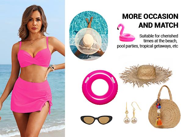 SHEKINI Women's Tie Front Bikini Set Short Sleeve Zambia