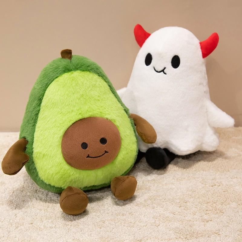 Avocado and Ghost Plush Toy, Perfect for Home Decor, Kids Birthday, Mother's Day, Halloween, Unisex Soft Stuffed Animal Gift