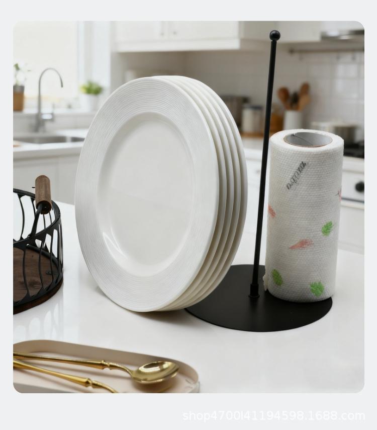 Kitchen Paper Towel Holder - Vertical Countertop Storage Rack, Space-Saving Design, Sturdy Iron Frame and Natural Bamboo Shelf, Suitable for Paper Towels, Hand Towels, Oil Absorbing Towels - Modern Kitchen Countertop Organizer