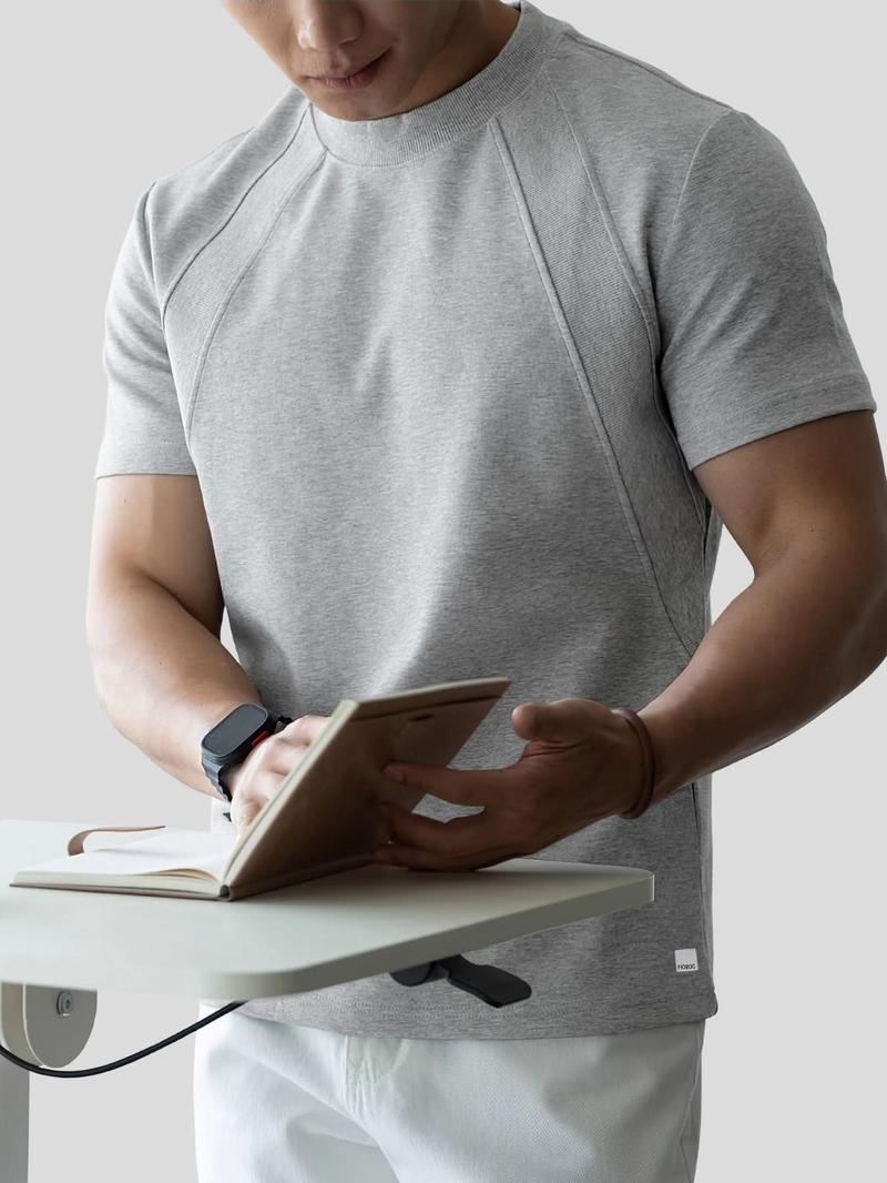 Fioboc Men's Weekend Performance Crew Neck Tee - Streetwear Casual Basic Short Sleeve Top