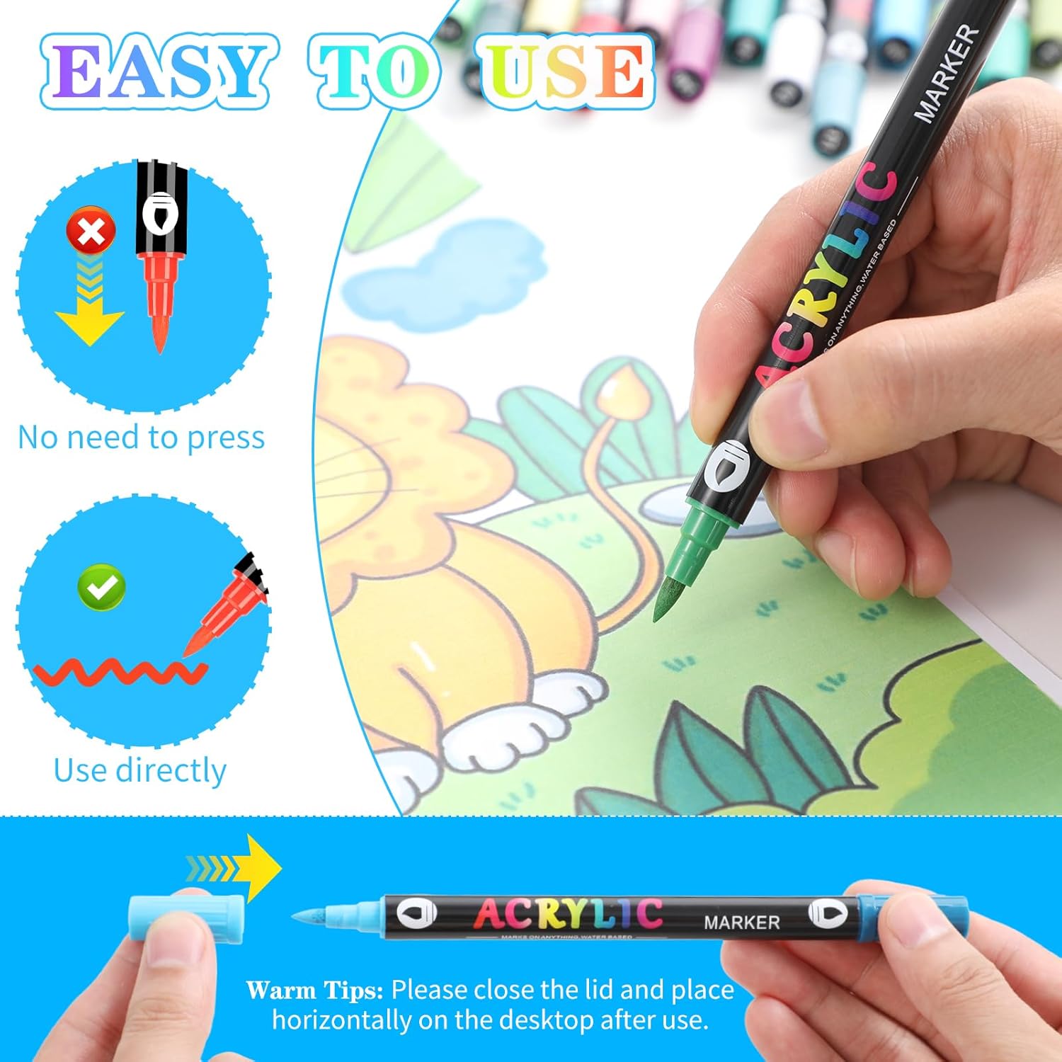 24/120 Color Acrylic Paint Markers, Art Markers Set, Dual Tip Set of 12-60 Pieces, Ideal for Rock Painting, Canvas, Wood, Glass, Ceramic, Fabric, Plastic