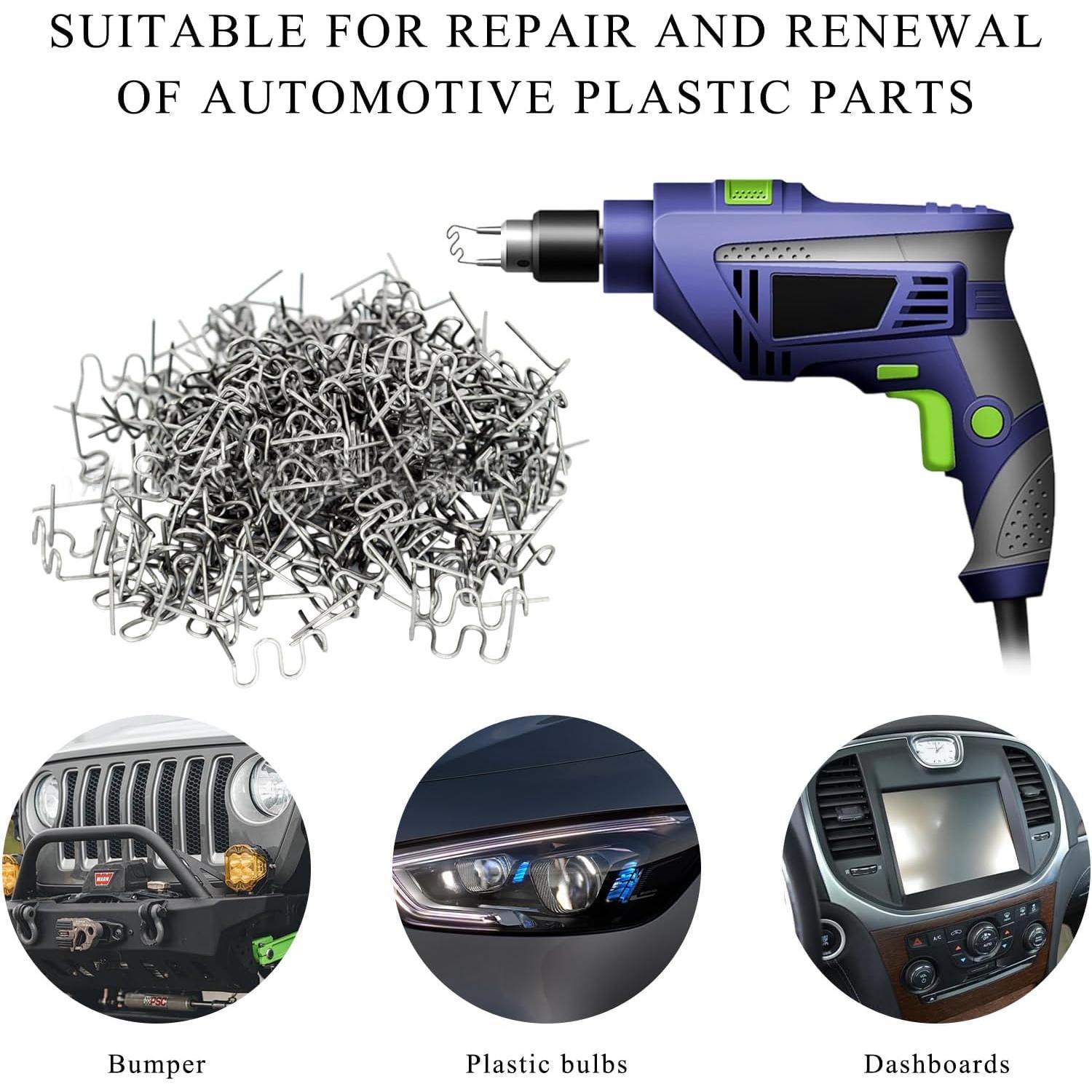1000 count Hot Staples Bumper Welding Rods, 0.6mm 0.8mm Bumper Repairing Plastic Welding Kit, Metal Wave Shape Hot Staple Welding Wire for Machine Repair,  Accessories
