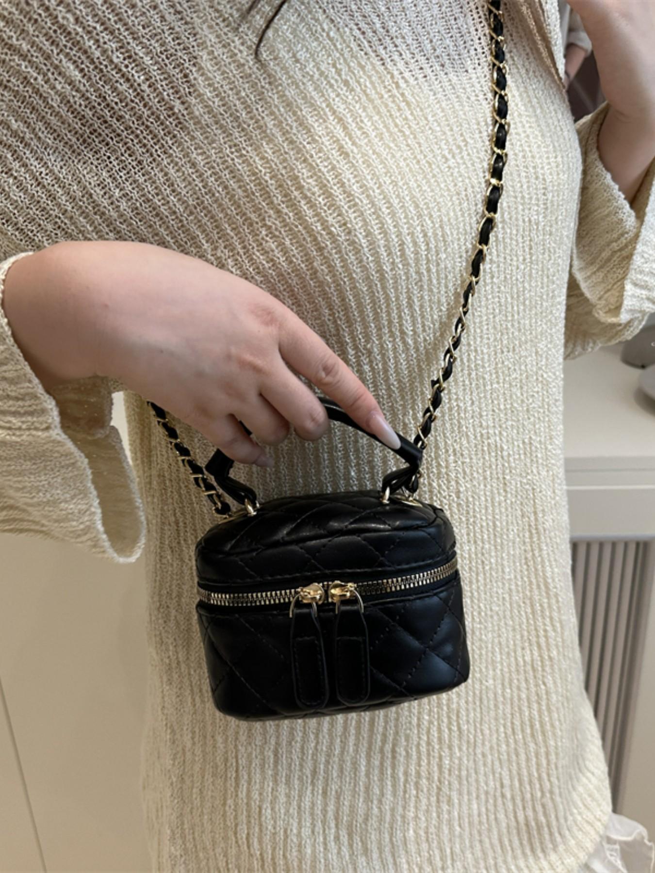 Mini Square Bag, Elegant Plaid Design, All-Season Handbag, Simple Shoulder Crossbody Box Bag, Fashionable and Stylish