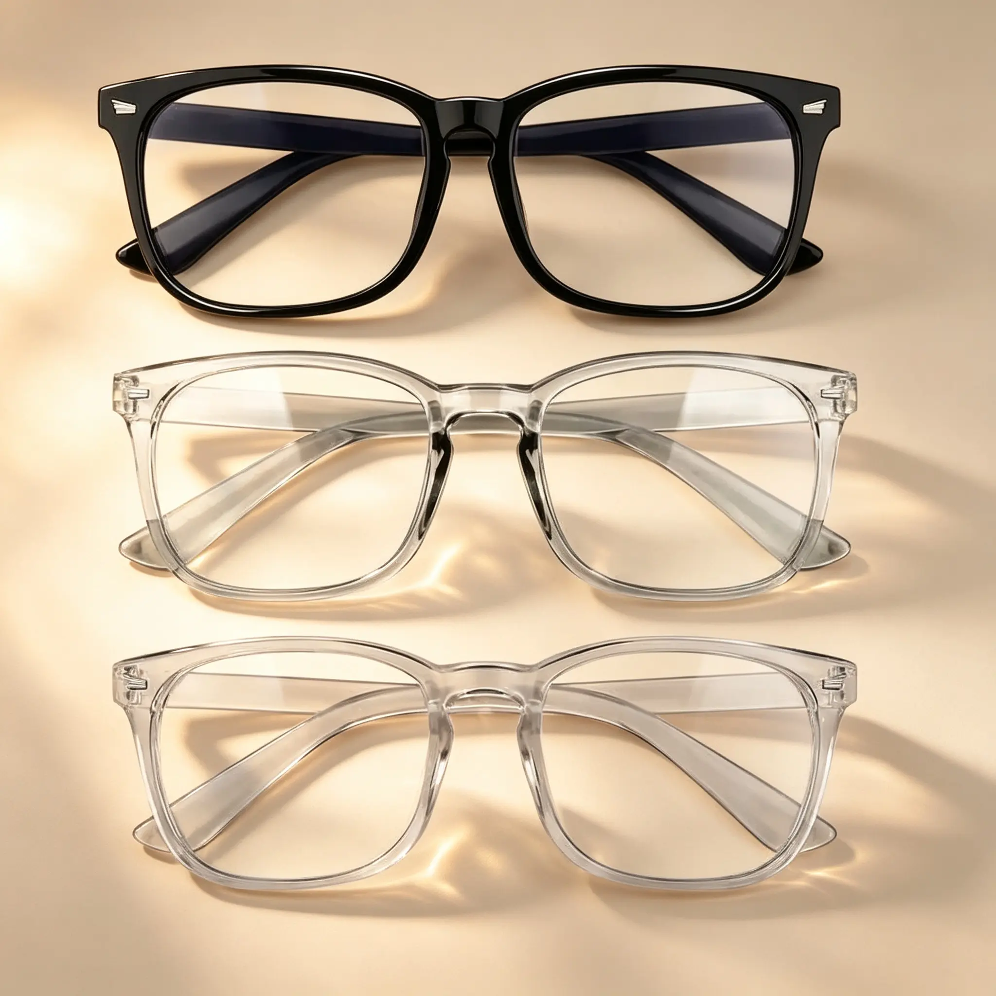 Unisex Square Blue Light Blocking Glasses, Non-Prescription PC Frame Eyeglasses for Computer Use, Lightweight Casual Fashion Eyewear for Men and Women, Work, Study and Daily Wear