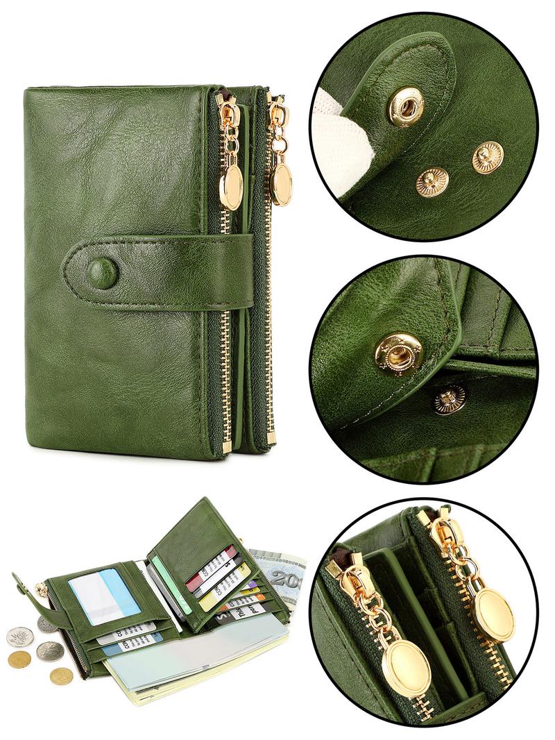 Women's Retro Zipper Short Wallet, Multi Card Slot Bifold Wallet, Fashionable Card Holder, Credit Card Organizer, Casual Versatile, RFID Blocking Wallet for Women & Girls