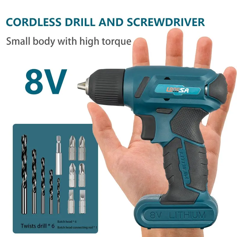 8V Mini Cordless Drill Screwdriver Kit, USB Rechargeable Lithium Electric Drill, Wireless Drill Driver, Compact High Torque Power Drill with Keyless Chuck, 13Pcs Drill Bits Set & Storage Case for Wood Drilling, Furniture Assembly & Household DIY