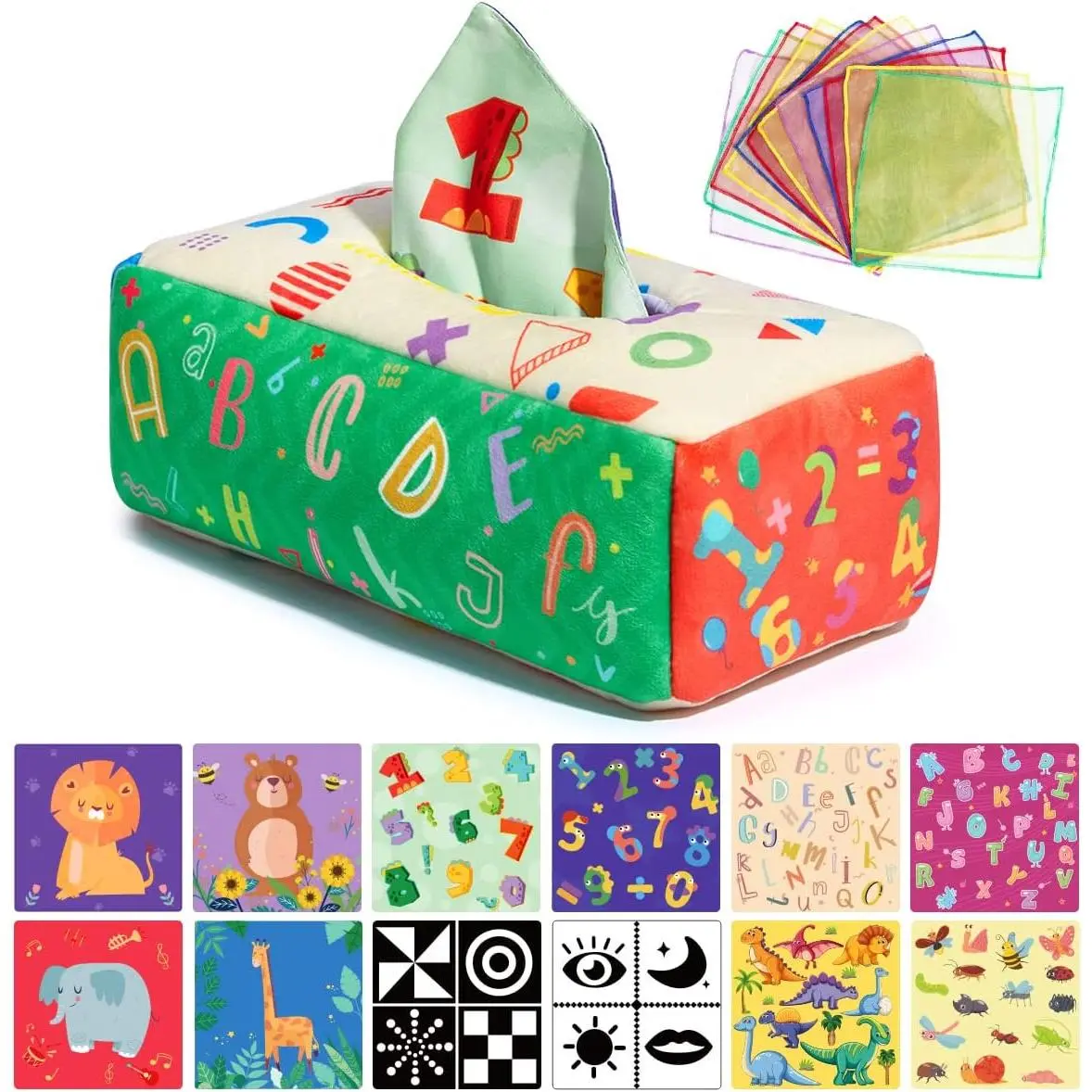Baby Tissue Box Toy, Baby Toys for 6-12 Months 1 Year Old Boy Girl, Soft Crinkle Sensory Toys for Infant Toddlers, Stocking Stuffers, Baby Boy Girl Gifts