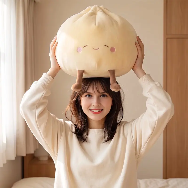 Giant Dumpling Pillow, Cute Plush Stuffed Steamed Bun, Giant Dumpling Stress Ball, Home Office Decor, 50*30*30cm, Corduroy Material