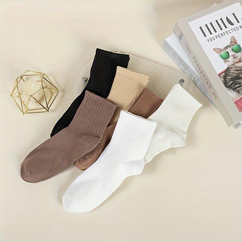 Mid Tube Socks , Vertical Stripes, Solid Color,   Sweat Absorbing Socks, Student Office Workers, Sports Long Socks, Soft Winter Womenswear Women