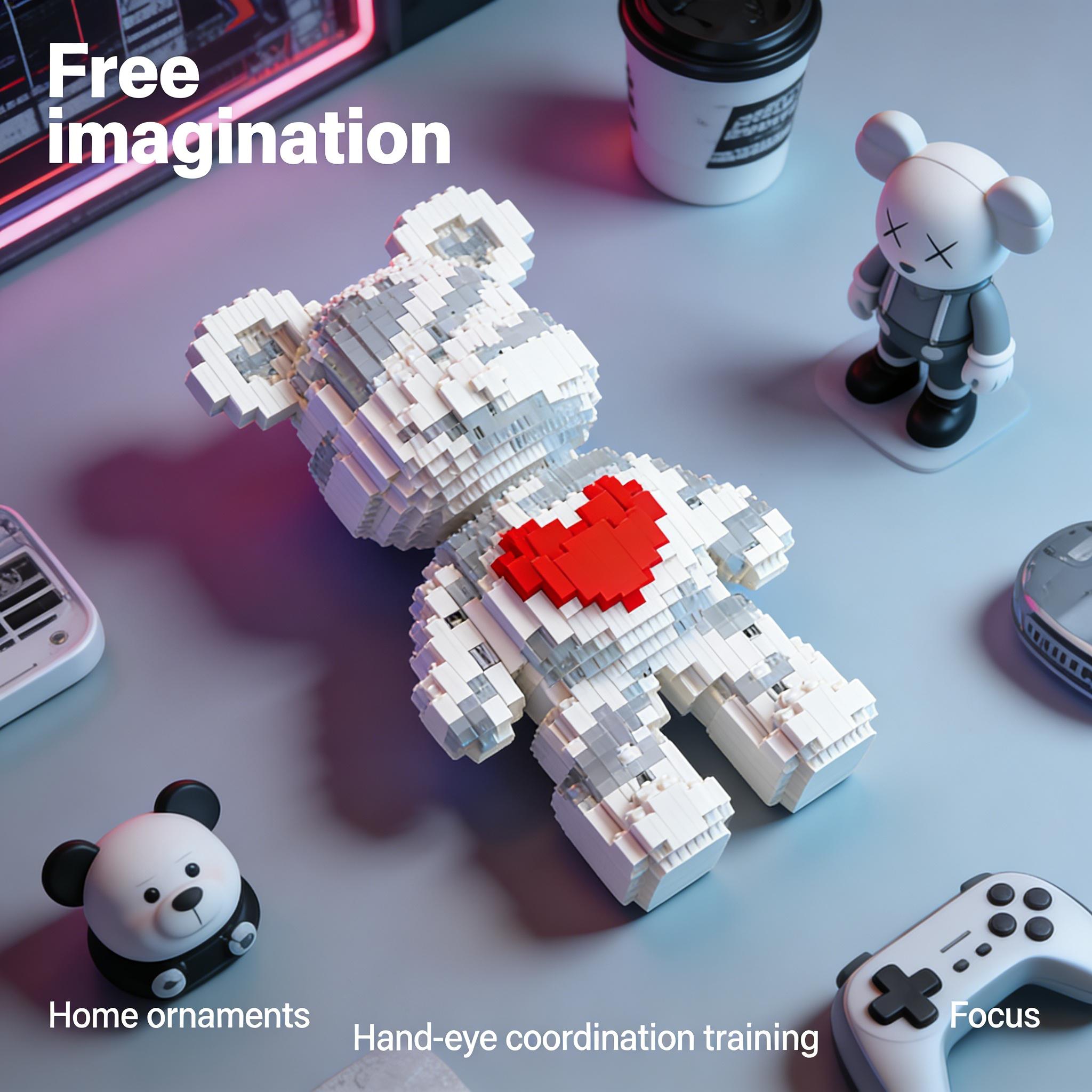 Striped Heart Pattern Bear Series Building Blocks Model, 1688pcs, Original Authentic, New 2026 Size, Gift Idea, DIY Craft Decor