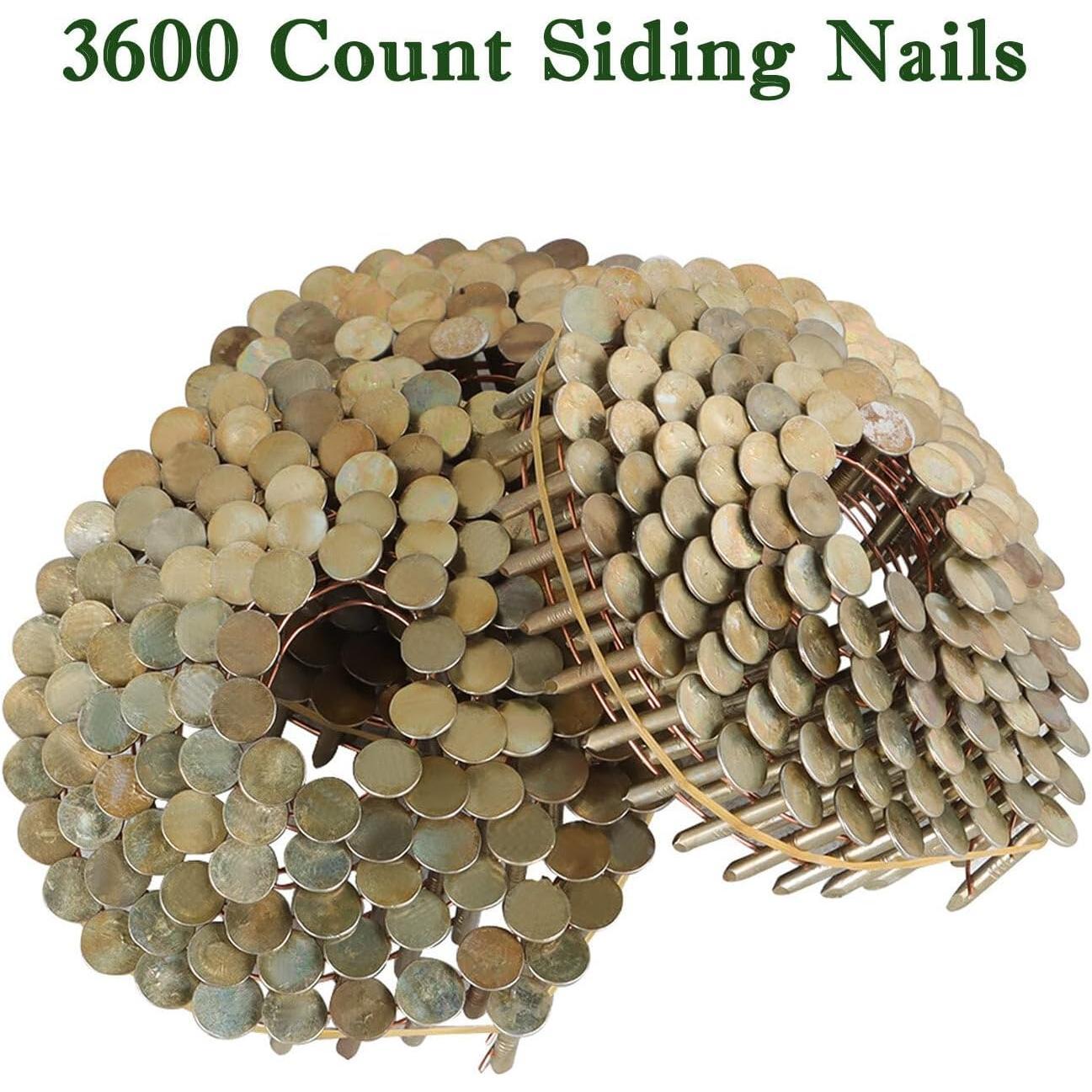3600 Count Roofing Nails 15  7/8 Inch x 0.12 Inch Collated Wire Coil Full Round  Ring Shank Electro Galvanized Roofing Nails
