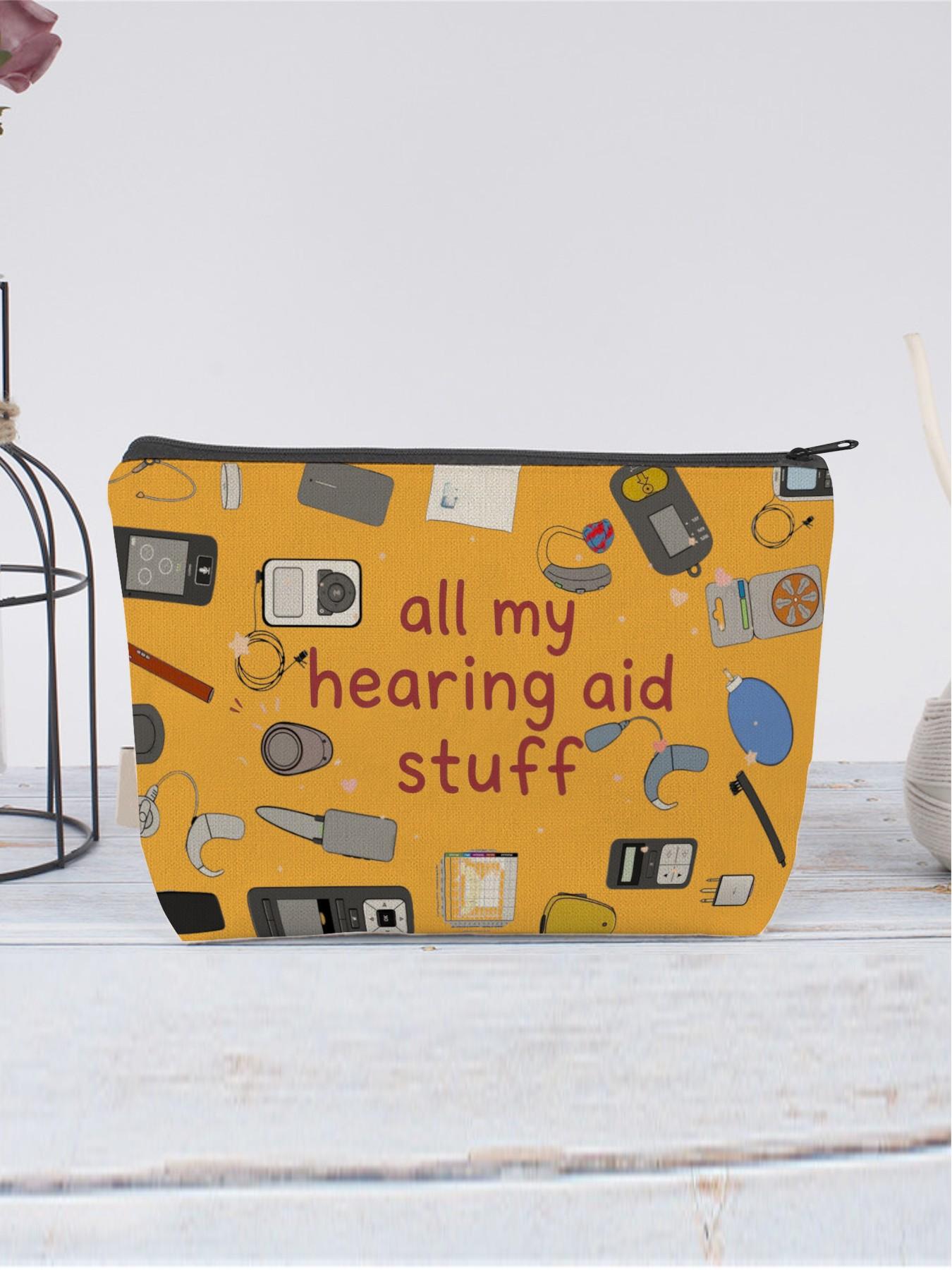 Hearing Aid Makeup Bag with Accessories, Charger, Batteries, Tools, Essential Organizer, Perfect Gift for Hearing Impaired