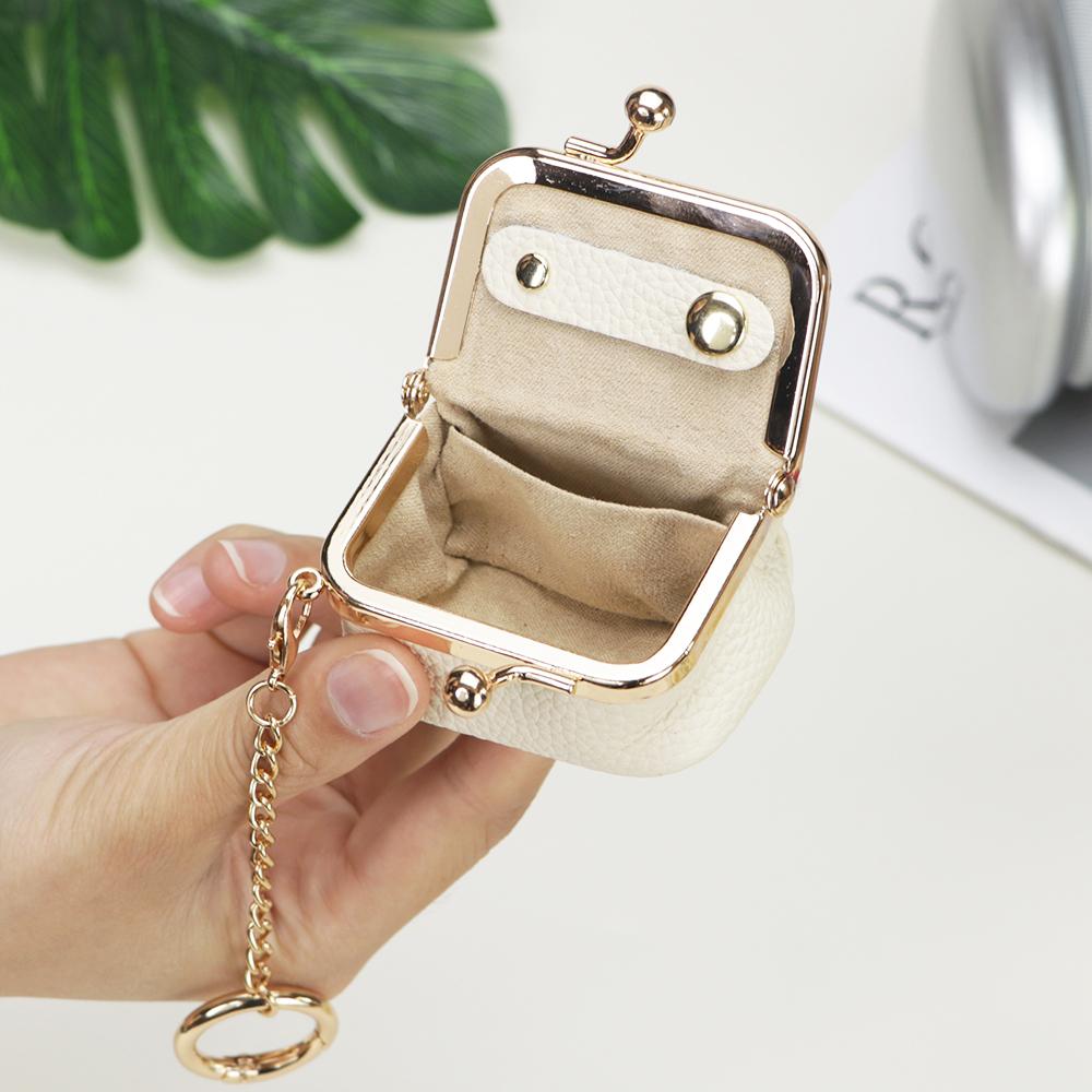 Royal Bagger Genuine Leather Mini Coin Purse, Solid Color Kiss Lock Change Pouch, Casual Style Small Storage Bag for Women 1894 SpringStatements