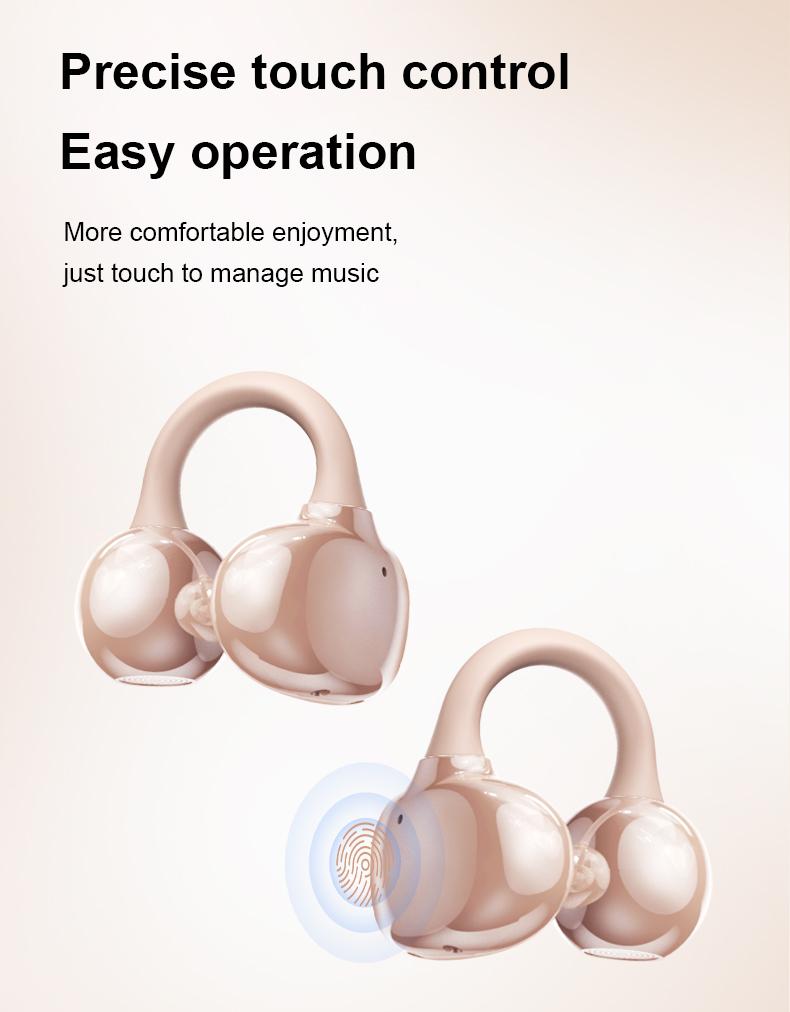 ZIHNIC M108 Clip-on Earbuds,Open Ear Earbuds WirelessBluetooth 5.4,Lightweight Open Ear Headphones with C-Shaped Bridge,Slim Hook,50H Battery,Waterproof,forGlasses Wearers and Workouts