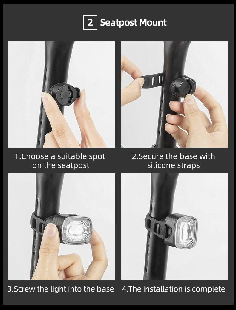 ROCKBROS Bike Tail Light Q2 LED Light Waterproof Memory Function Bicycle Rear Light Ultralight 5 Modes ABS Back Safety Taillight Bike Accessories