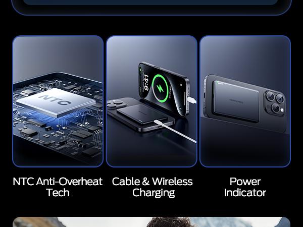 MOVE SPEED Qi2 Certified Magnetic Power Bank Kickstand, 5000mAh(0.3inch)/10000mAh(0.5inch) Ultra Slim MagSafe Portable Charger 15W Ultra-Fast Charging Portable Charger, 30W USB-C MagSlim Charger with Cable for iPhone 17, Travel Essential