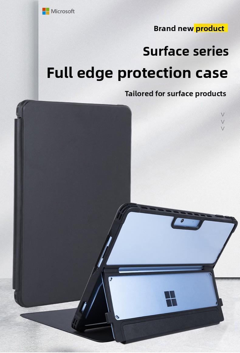 Shockproof Silicone Case for Microsoft Surface Pro 9/10/11, Full Body Protective Cover with Built-in Stand, Compatible with Type Cover Keyboard, Anti-Scratch Rugged TPU Shell for 12.9 Inch Surface Tablet