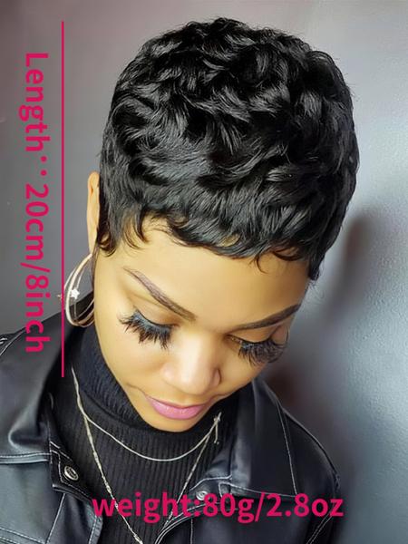 Short Pixie Cut Wigs Pixie Wig Black 99J 30# 4# Color Short Wigs for Women Short Curly Glueless Bob Wig Halloween Party