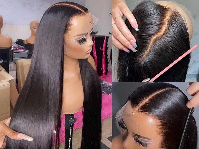 Lemoda 210% Density Full 13x6 SKINLIKE Real HD Lace Frontal Wigs Straight 13x6 Full Lace Frontal Virgin Human Hair Wigs Invisible 0.1mm Ultra-thin Knots Frayed Ends Lace Wig