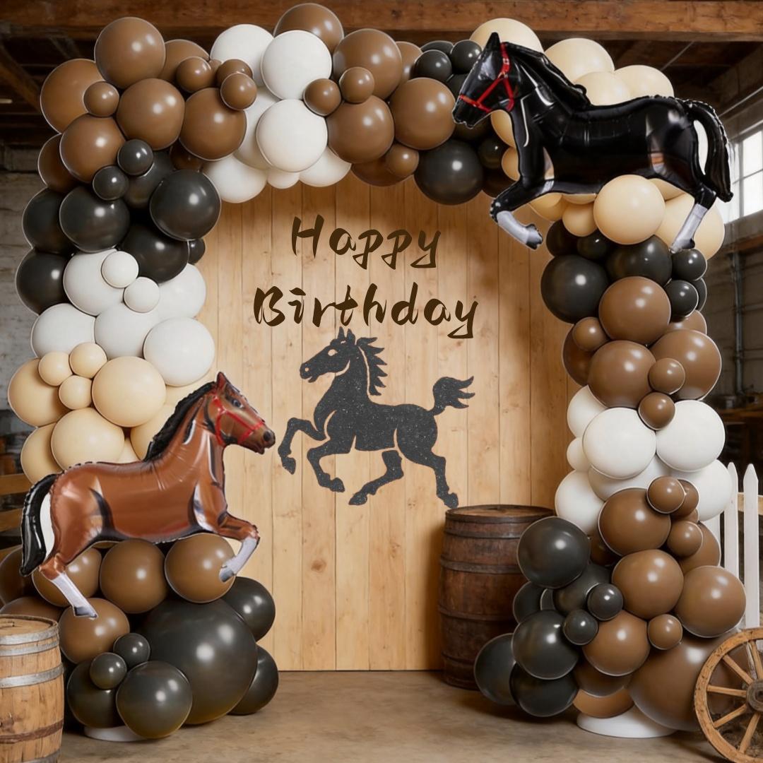 116 Piece Western Horse Racing Theme Balloon Set, Latex Balloons with Horse Foil Balloons, Perfect for Birthday Parties, Balloon Arch, Party Balloons Decorations