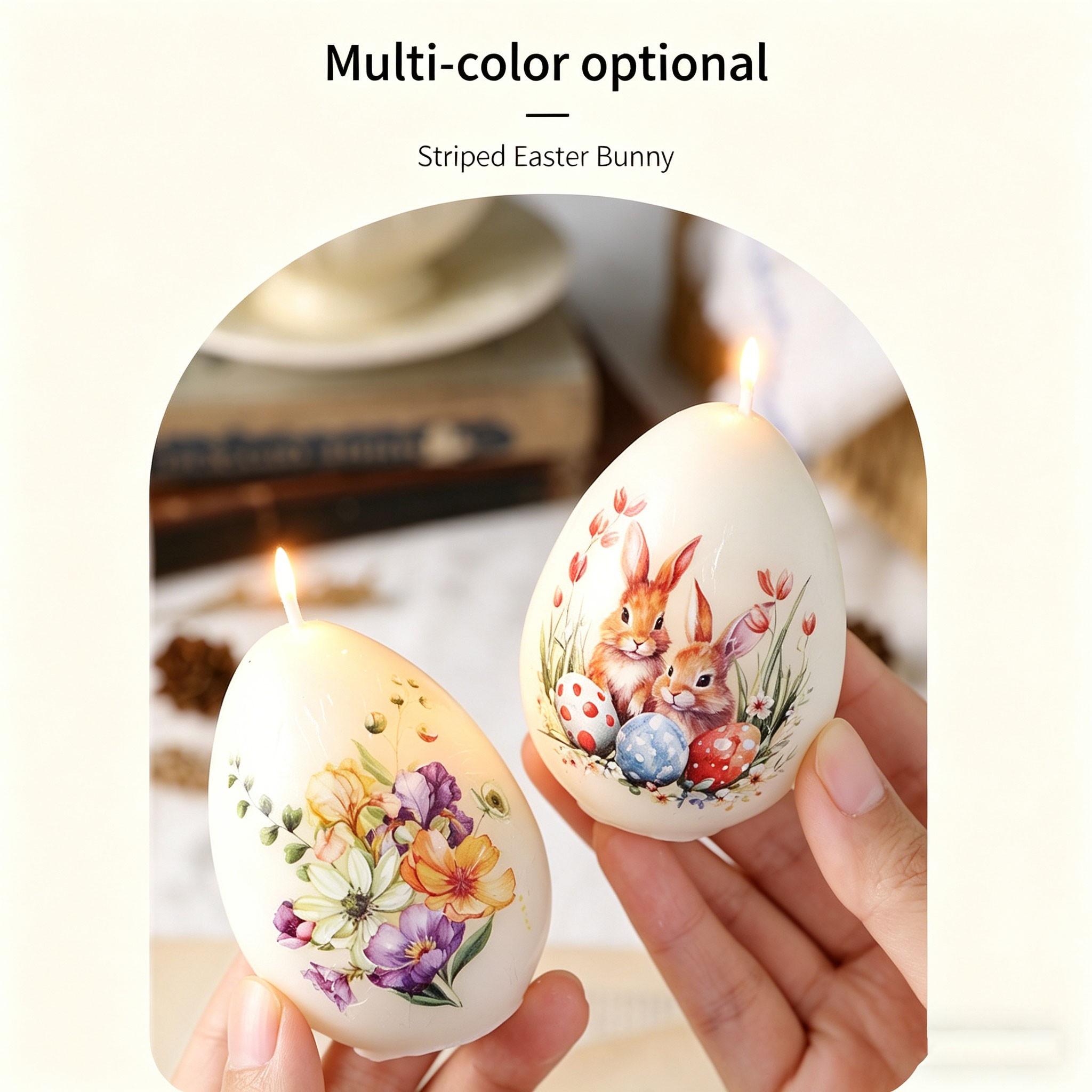 Egg-Shaped Floral Aromatherapy Candle, Hand-Drawn Design, Plant Wax, Natural Scents, Smoke-Free, Easter Decor, Home Fragrance, Gift Idea