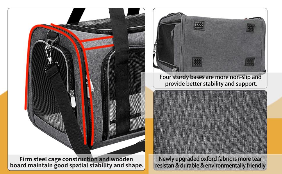 Soft-Sided Cat/Dog/Pet Carrier, Collapsible Pets Travel Carriers for Big Cats/Small Dogs with Shoulder Strap & Removable Mat, Mesh Puppy Carry Bag, Up to 16 Lbs