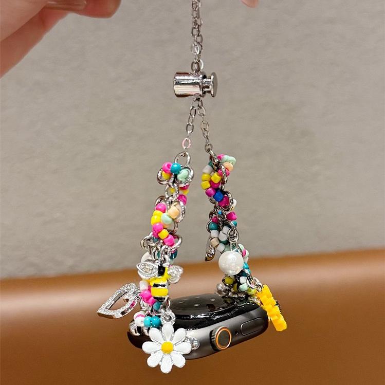 Women's Simple Cute Beaded Stretch Chain Apple Watch Band, Smart Watch Straps, Smartwatch Strap, Smart Watch Accessories, Compatible with Series 1-11 Ultra Se, 38-49mm, Fashion Design Accessory, Wearable Accessory