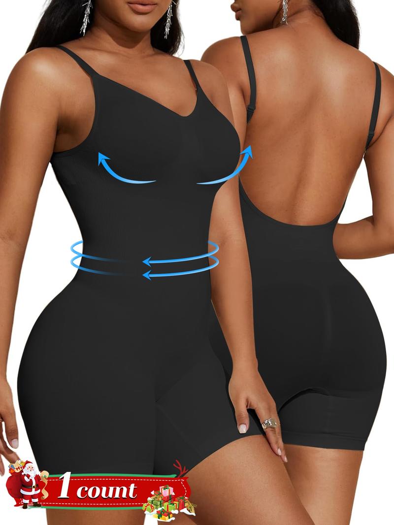 Women's Solid Backless Adjustable Strap Shapewear Bodysuit, Tummy Control Butt Lifting Seamless Shaper, Women's Shapewear for All Seasons