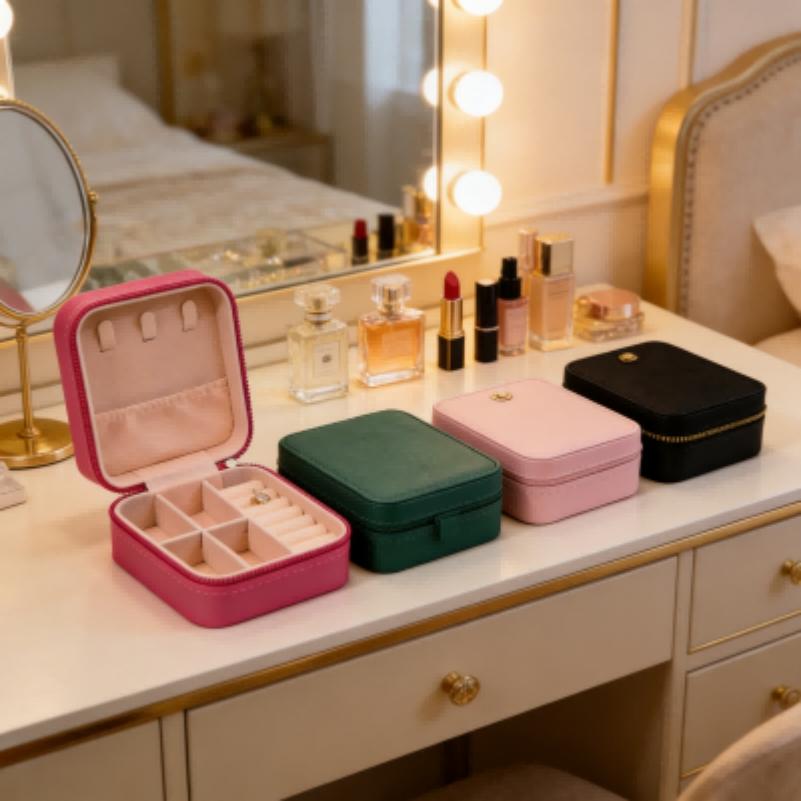 Luxury portable jewelry storage box, compact and delicate, easy to carry around. It is waterproof and dustproof to effectively protect your jewelry, very practical for travel, business trips and daily outings. It can store earrings, necklaces