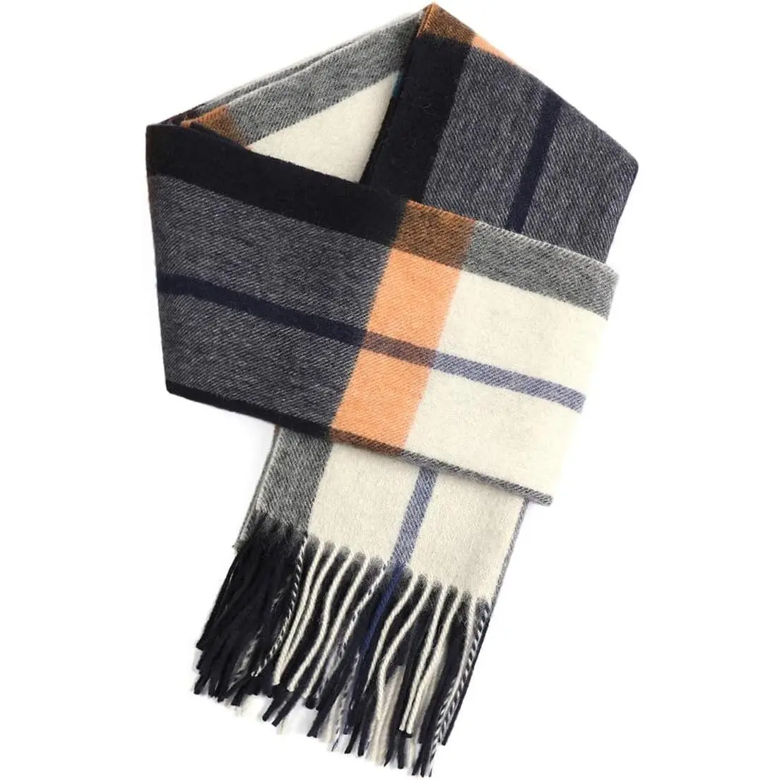 Winter Wool Plaid Scarf for Men Women Fashion Tartan Wrap Checkered Scarves