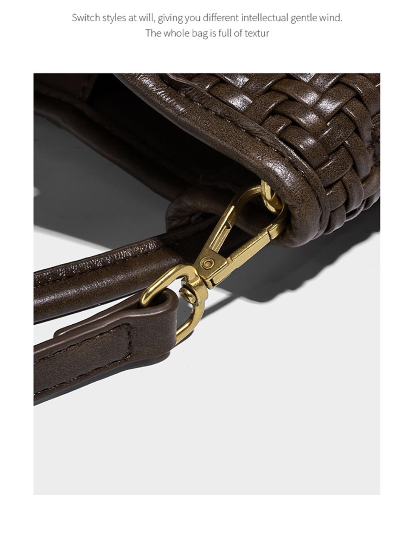 New Handwoven Crossbody Shoulder Clutch, Casual Soft Leather Bao Single Shoulder Bag, Fashionable Large Capacity Basket Bag, Simple High-End Lazy Style