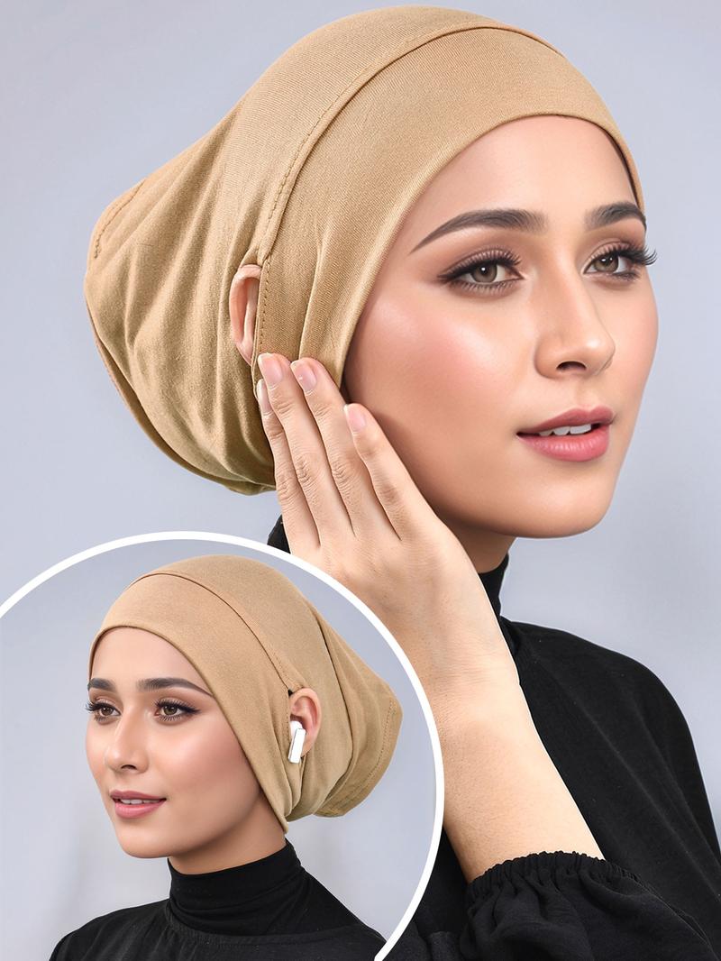 Jersey Cotton Muslim Women Under Hijab Cap With Ear Hole Inner Hijab Cap Round Forehead Underscarf Bonnet Femme Musulman Ramadan Eid&Daily Wear
