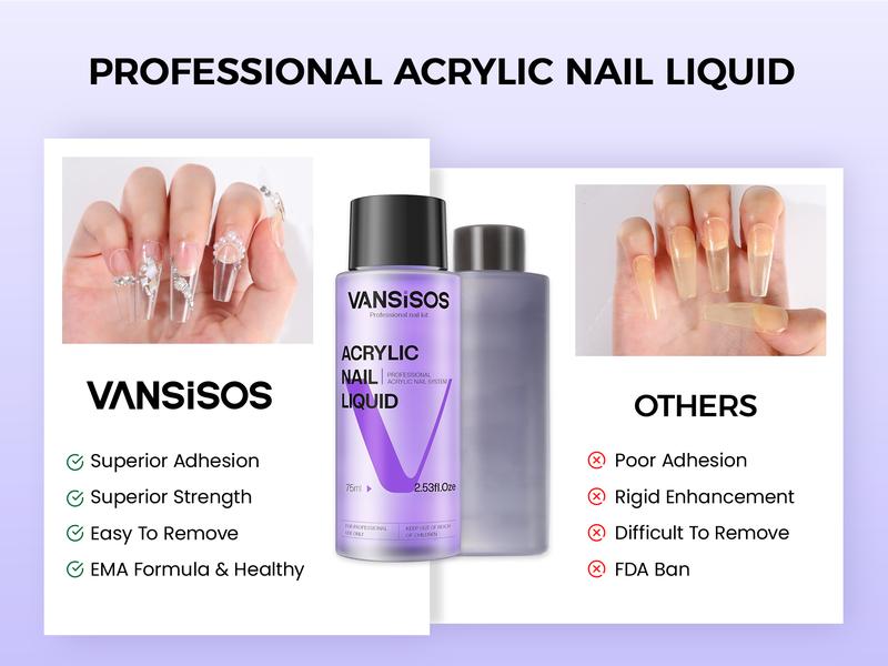 VANSISOS Acrylic Nail Kit (with UV Lamp) Professional Acrylic Nail Charms for Beginners - Full Acrylic Nail Supplies Set