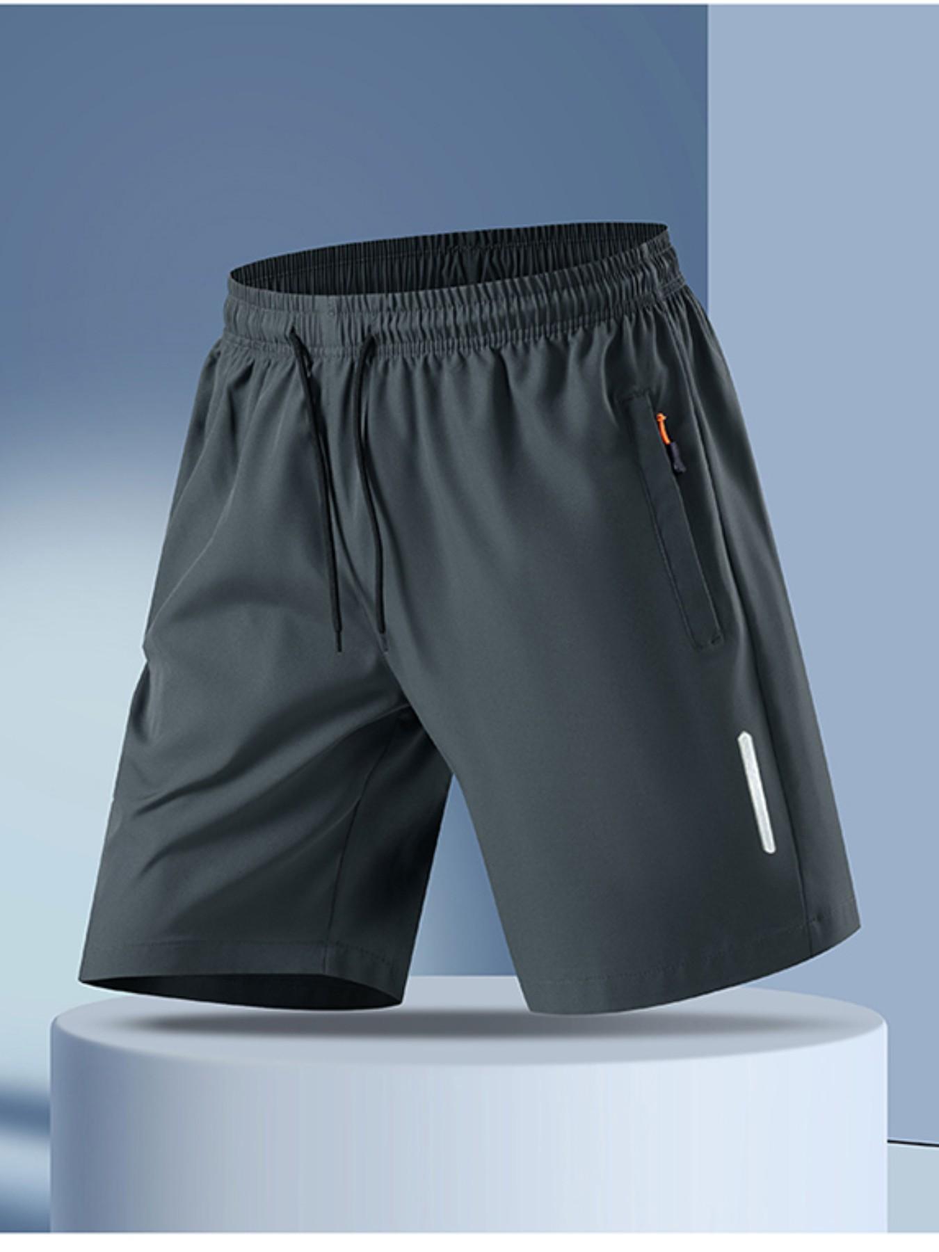 5-piece Men's Solid Drawstring Pocket Shorts, Casual Loose-Fitting Beach Vacation Wear, Breathable Summer Sports Pants, Daily Wear