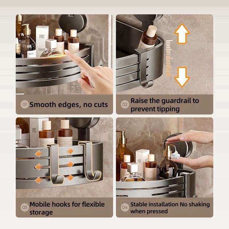 Adjustable Wall-Mounted Triangular Storage Rack, Rustproof Removable Organizational Basket for Bathroom/dorm, Corner Shelving Solution, Organiser