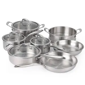 Professional Tri-Ply Stainless Steel Cookware Set – 11-Piece Pots & Pans with Lids – Induction, Oven & Dishwasher Safe, Non-Toxic, Warp-Resistant, Mirror Finish, Firm Handles-party gift