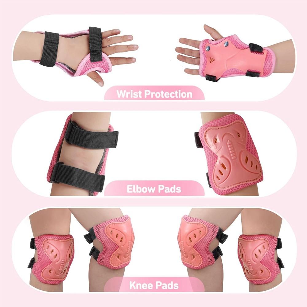 6PCS Youth Protective Gear Set Knee Elbow Wrist Pads, Safety Protector for Skateboard Bicycle Ice Skating Cycling Sport