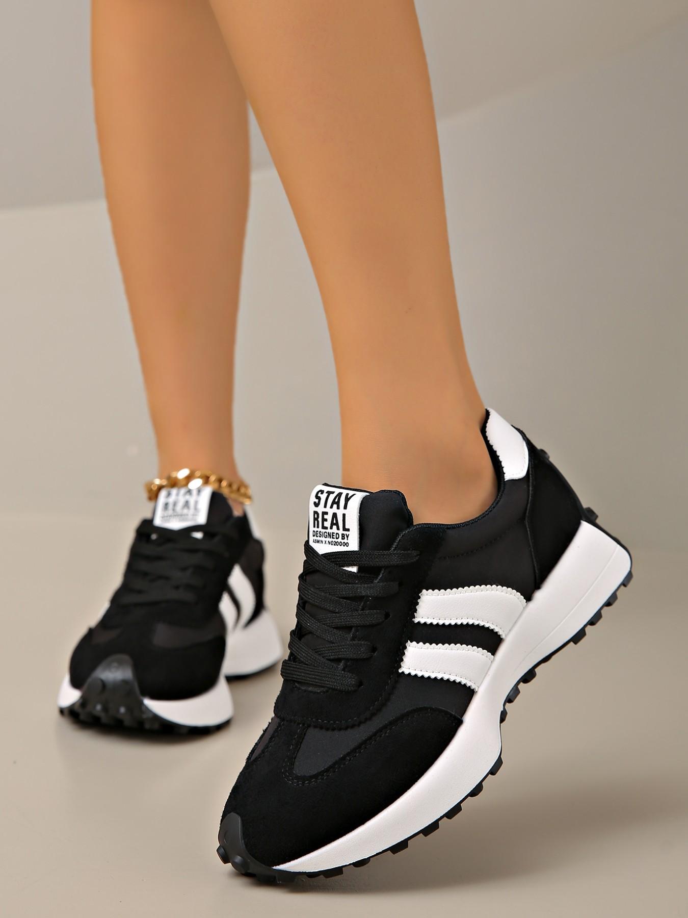 Women's Athletic Shoes Spring Autumn Elegant Fashion Casual Round Toe Low Top Lace-Up Thick Sole Breathable Outdoor Thick Soled Sneakers