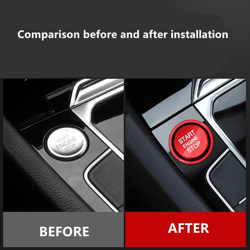 2-Piece Car Interior Accessories Set, Engine Start/stop Button Decoration Ring, Cover for Volkswagen New Passat B8 Tiguan CC Modification