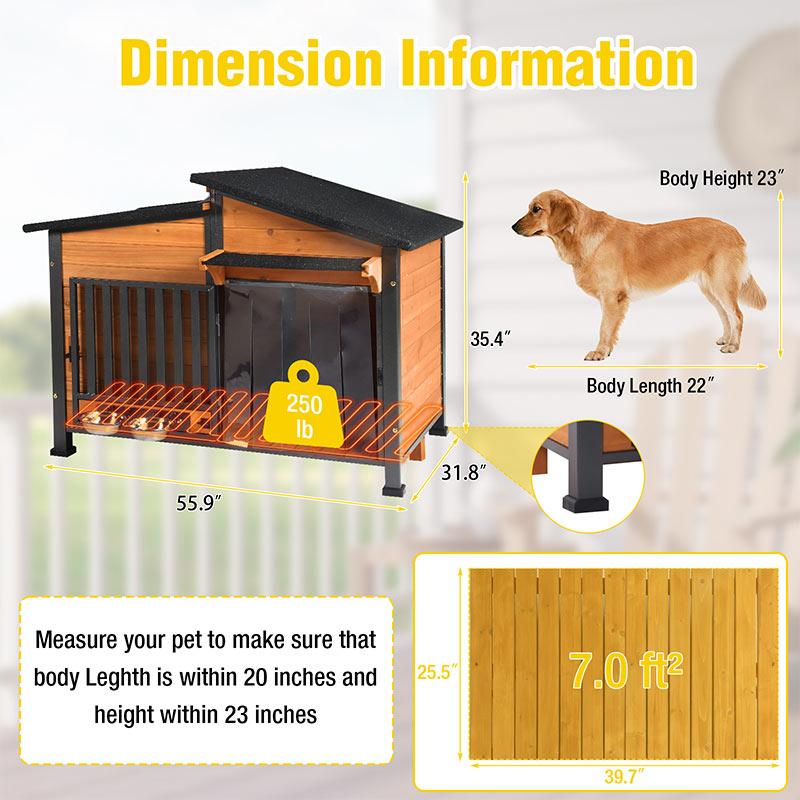 Aivituvin-AIR7021-IN-HP Heated Insulated Metal Frame Wooden Dog House Outdoor Dog Kennel with Removable Liner & Heating Pad for Year Round Comfort