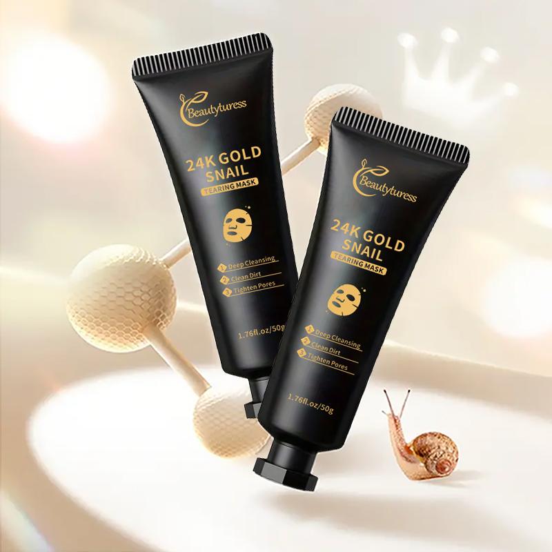 24K Gold Snail Peel-Off Mask, Deep Cleansing Skin Brightening Skin Tone Softening Skin Pore Controlling Moisturizing Spreading Mask