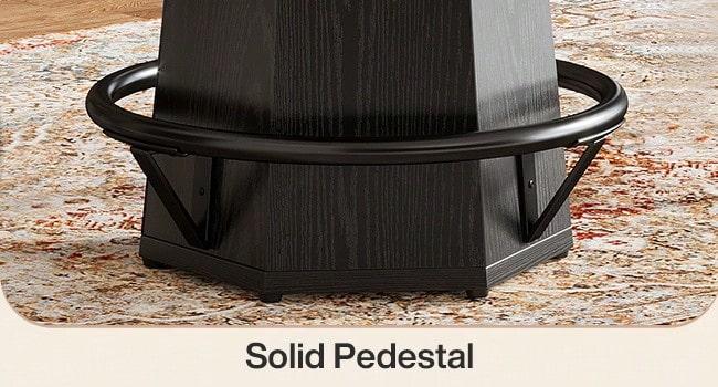 Round Counter Height Bar Table 31.5 Inch, Bistro Pub Table with Footrest, Brown & Black Small Space Table, Perfect for Kitchen Home Bar Cafe Studio Lounge Furniture