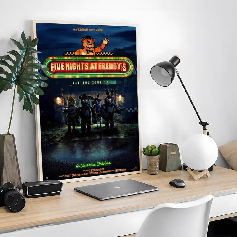 Game FnafFive-nights-At-Freddys Poster Sticky Waterproof Wall Art High Quality Print Unique Artwork Aesthetic Home Living Bedroom Decor Trendy Room Decoration Easy-To-Apply Gift Durable