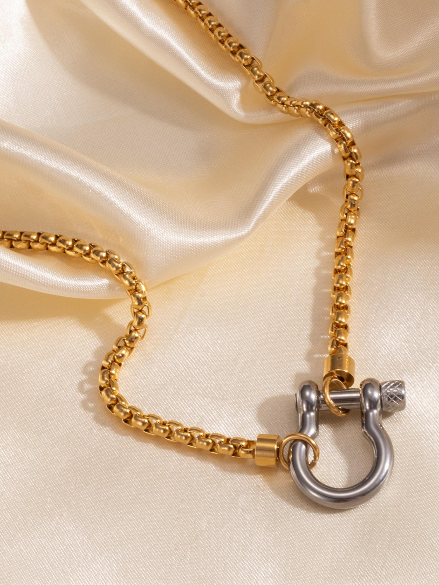 Waterproof Stainless Steel Chain Necklace, Unisex Casual Trendy Pendant Necklace, Assorted Necklaces, Fashion Jewelry for Party, Daily Decor, Trendy All-match & Exquisite Jewelry for Birthday Gift, Necklace Layering Clasp