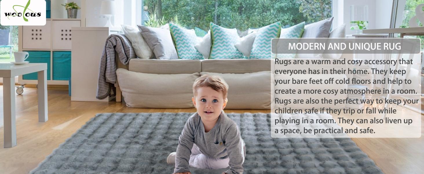 Imitation Rabbit Fur Bubble Fleece Living Room Rug, Faux Fur Soft Rugs, 1 Count Plush Area Rug, Decorative Carpet for Home, Living Room, Bedroom, Hotel, Modern Fuzzy Floor Mat, Aesthetic Room Decor, Cozy Shaggy Rug