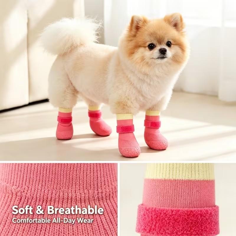4-Pair Set Dog Boots, Anti-Slip Wear-Resistant Pet Shoes Puppy Shoes for Outdoor Sports, Protective Paw Covers